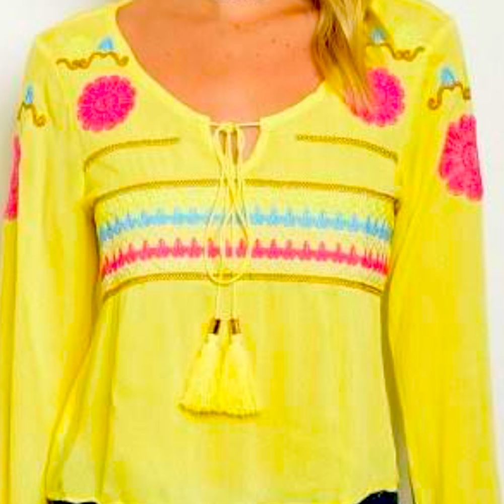 Yellow embroidery top